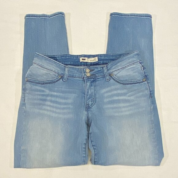 Levi's 529 Curvy Straight Leg Mid Rise 10 Stretch Faded Light Wash Denim Jeans - Picture 7 of 14